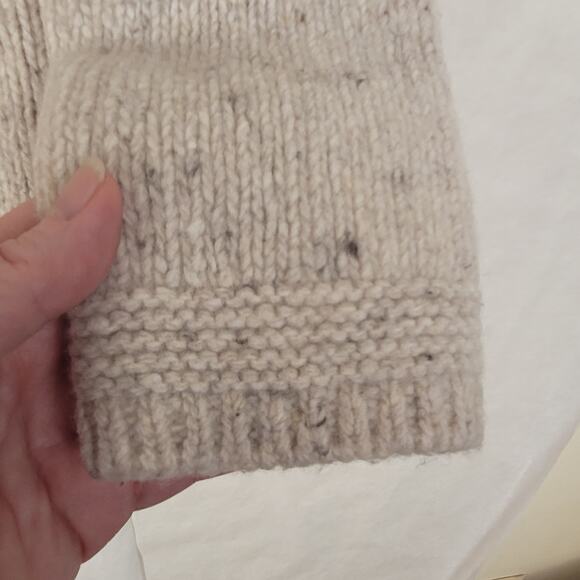 Aran Sweater Market oatmeal wool cashmere cable knit sweater Size small Preppy - Picture 7 of 10